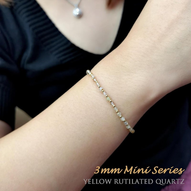 Morchic 3mm Tiny Beads Natural Gemstone Bracelet for Women, Adjustable 7.1" Energy Gem Charm Jewelry, Dainty Handmade Birthday Gift - Image 4